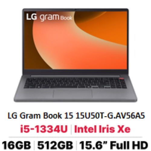 Laptop LG Gram Book 15 15U50T-G.AV56A5 (i5 1334U/16GB RAM DDR4/512GB SSD/15.6 inch FHD (1920*1080) IPS/Win 11 Home/Bạc)